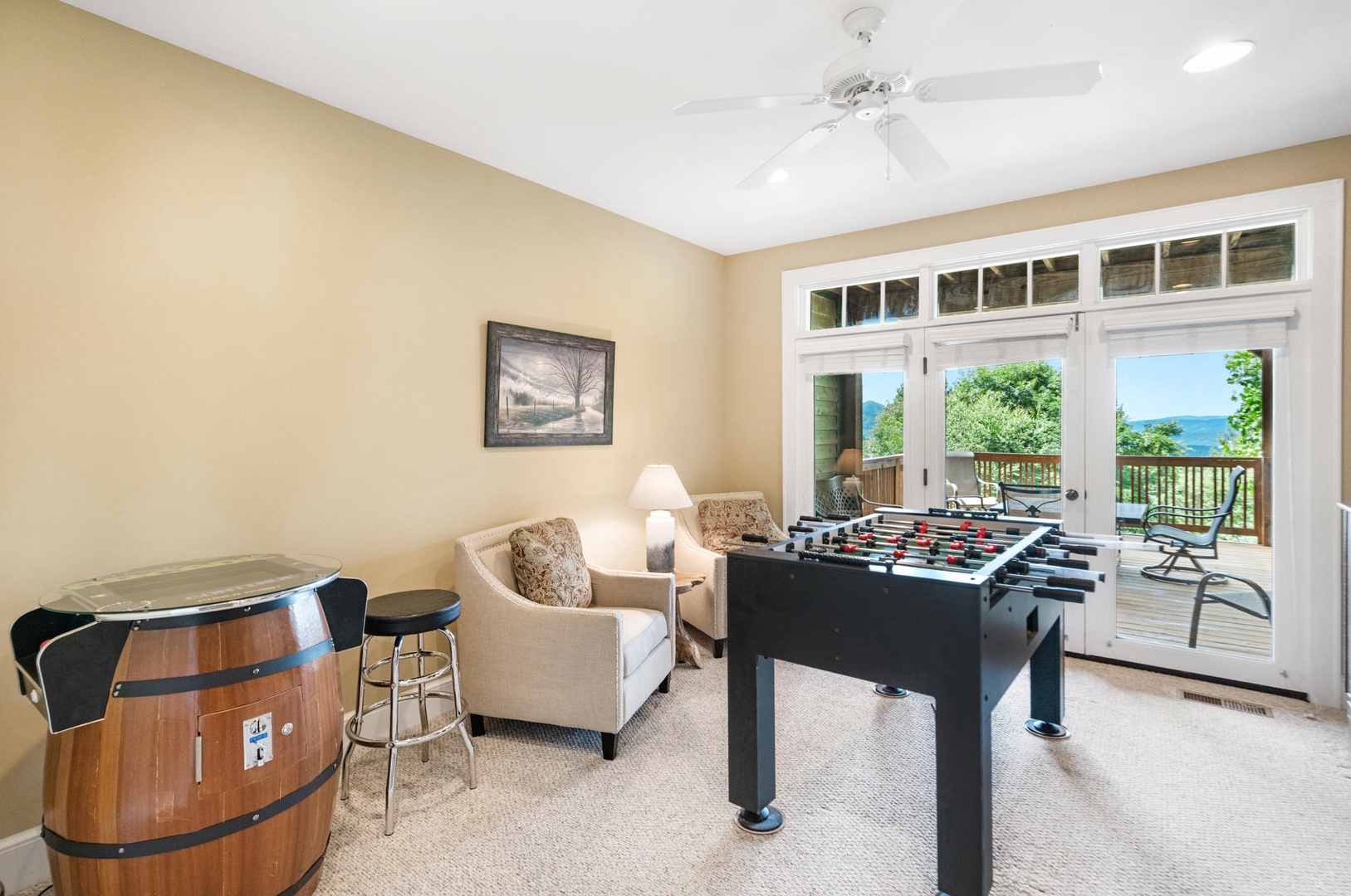 Rec Room---Foosball Table, Sitting Area, TV, Downstairs