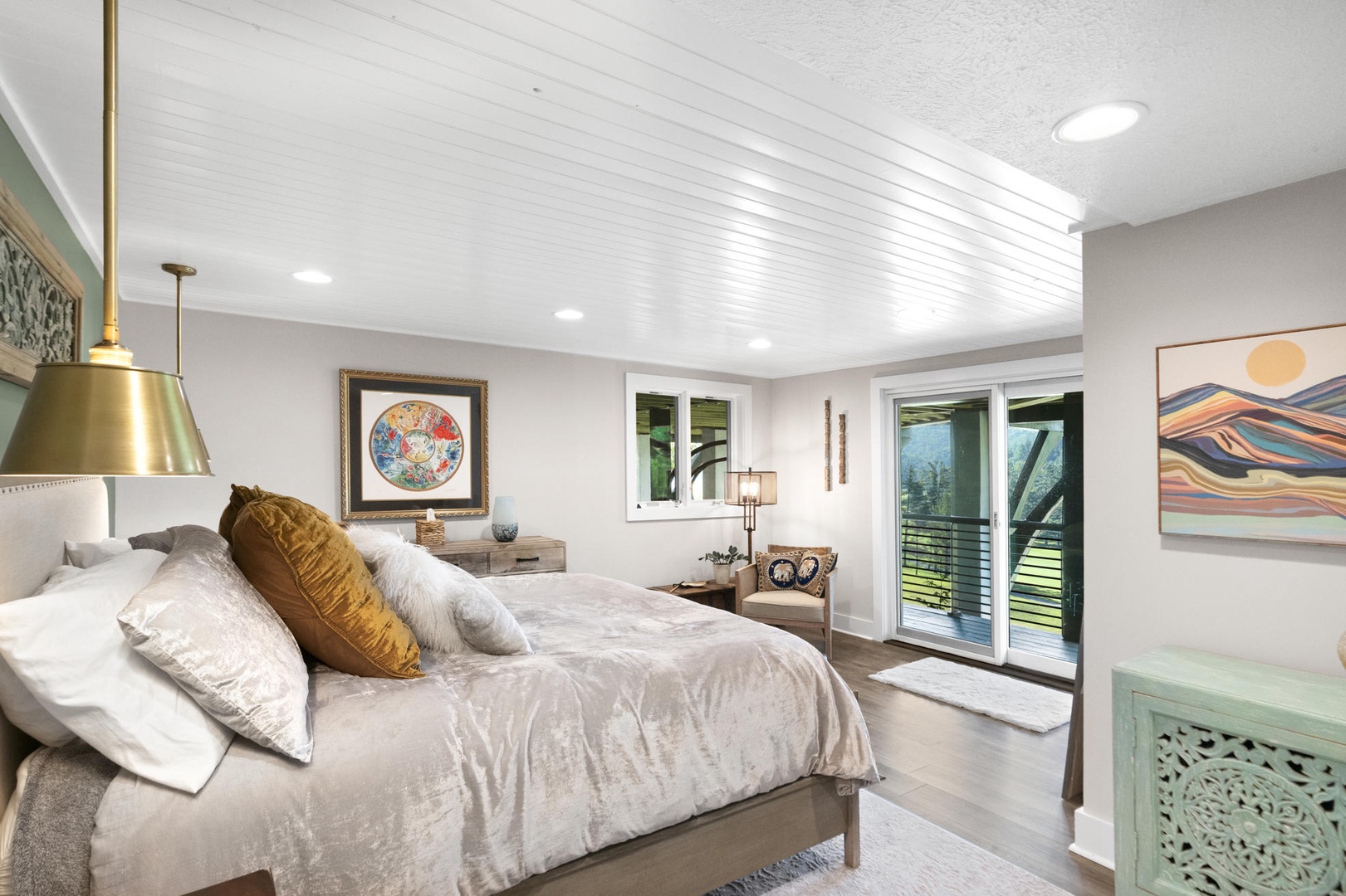 Guest Bedroom---King Size Bed, Balcony Access, Downstairs