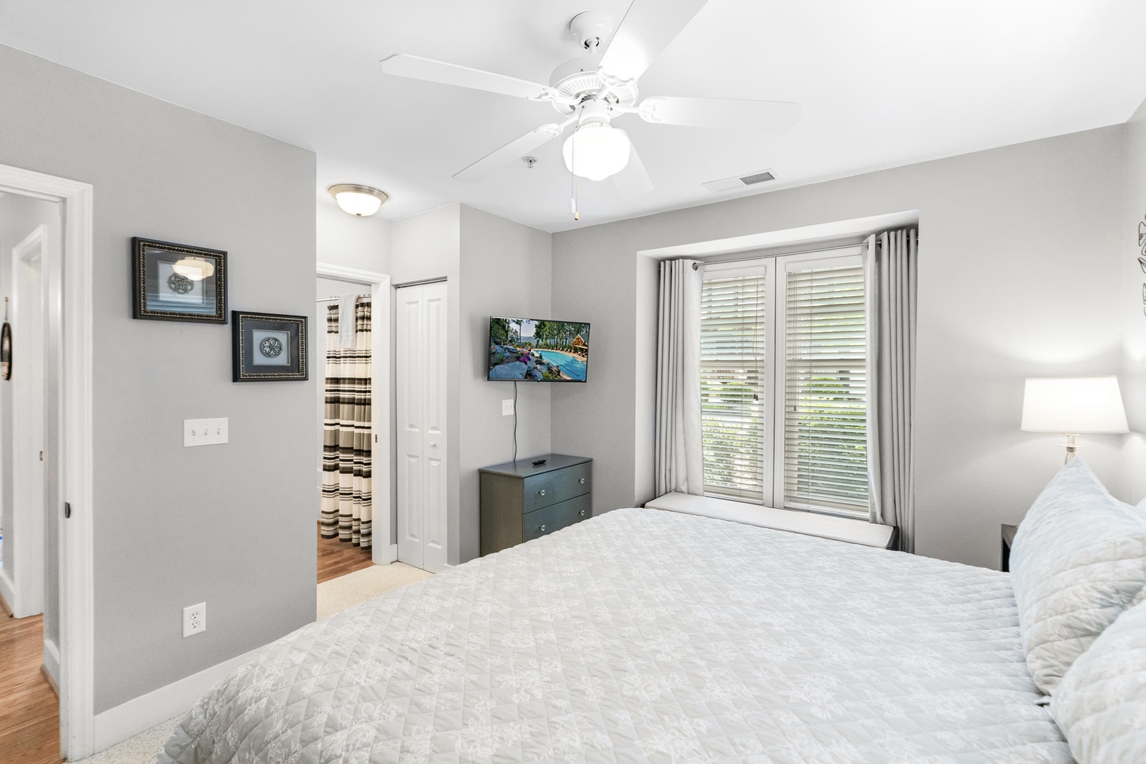 Guest Bedroom---King Size Bed, Television