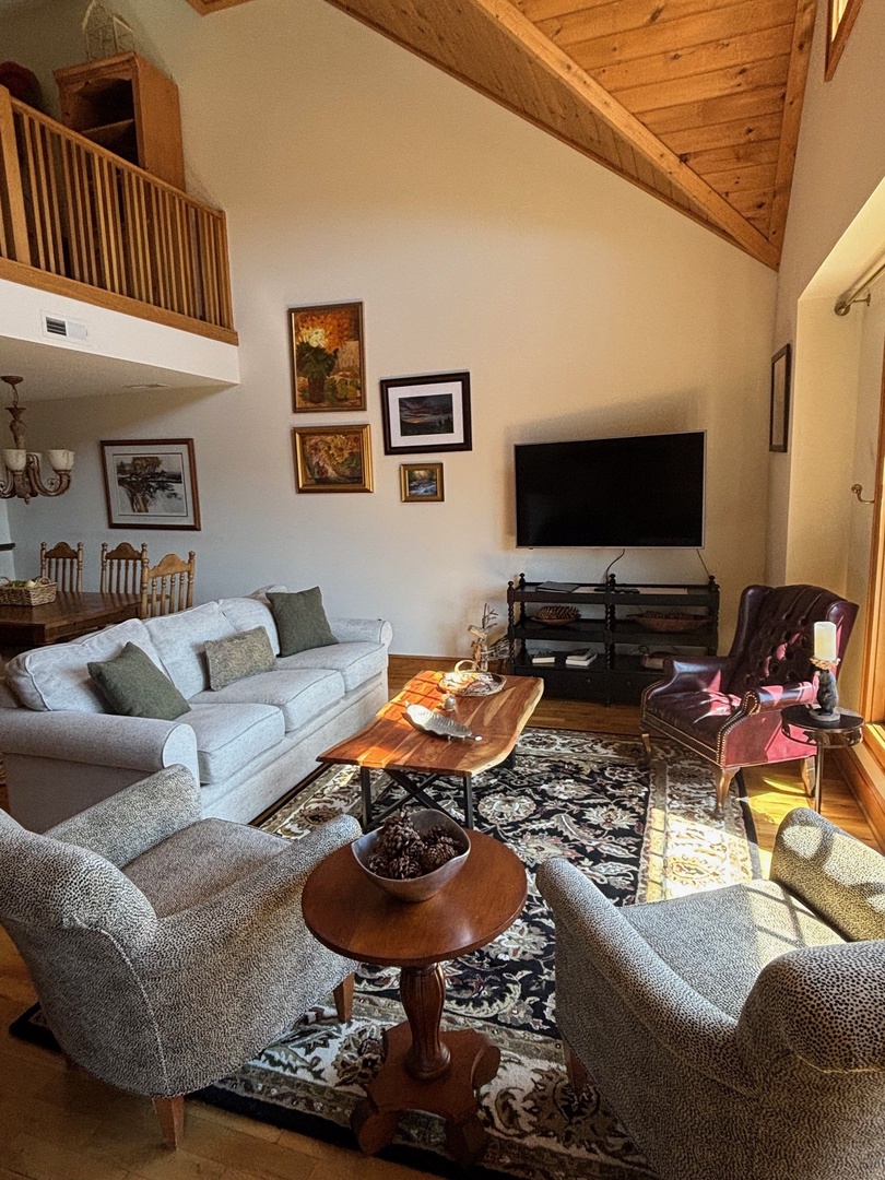 Living Room---Open Floor Plan, Vaulted Ceilings