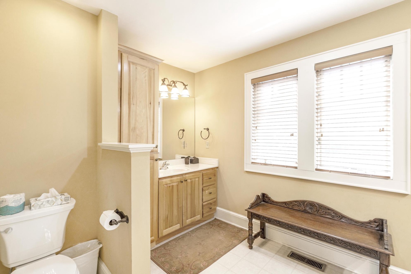 Primary Bathroom-- Double Sinks and Shower Stall