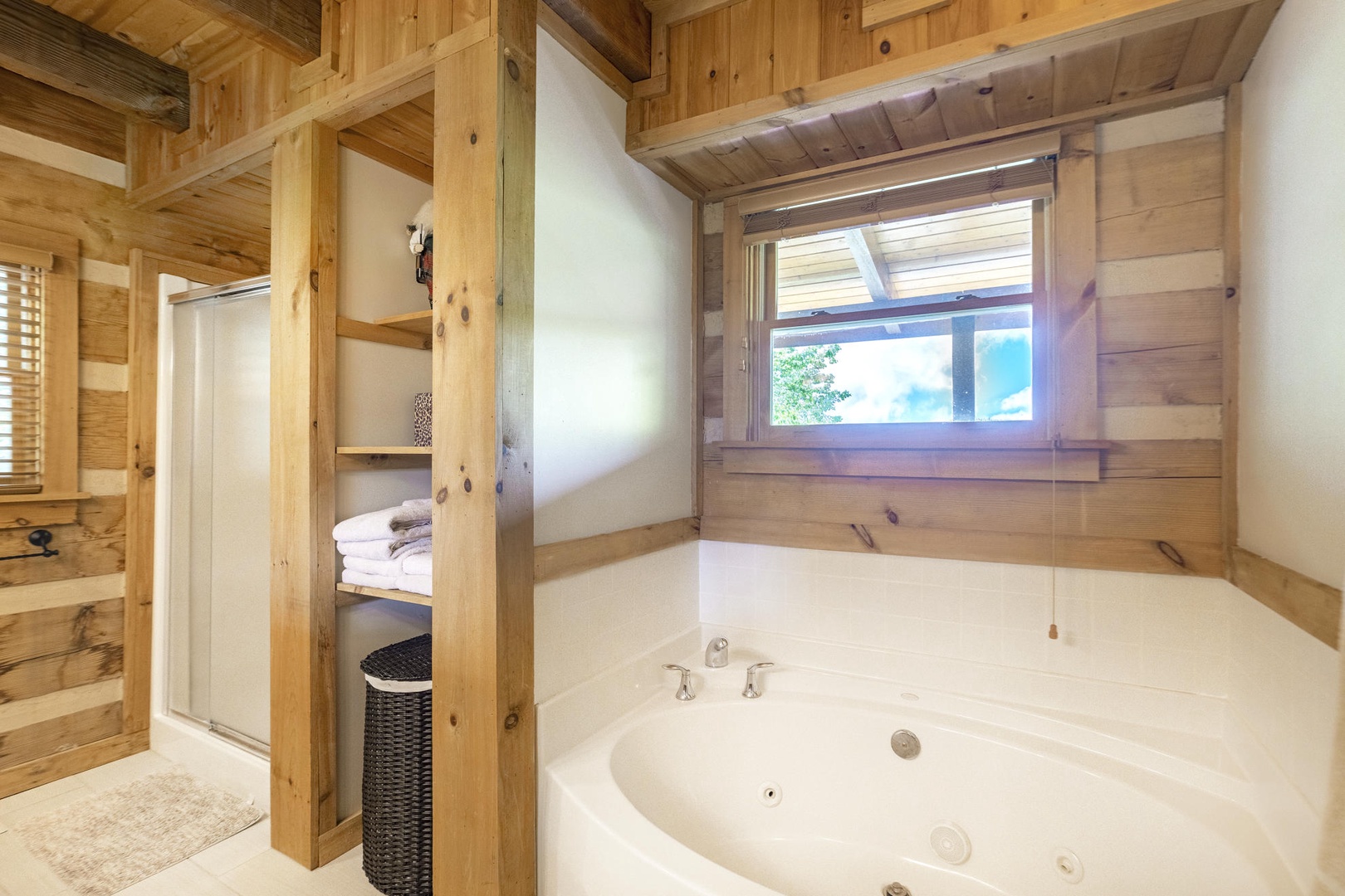 Primary Bathroom - Main Floor - Whirlpool Tub and Shower Stall