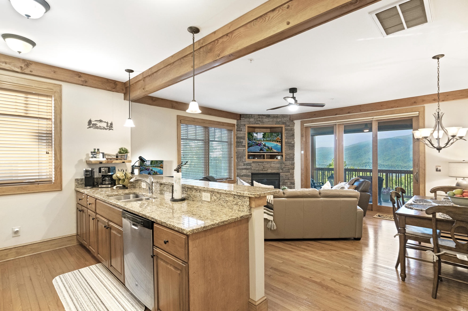 Open Floor Plan---Living, Dining and Kitchen, Mountain View