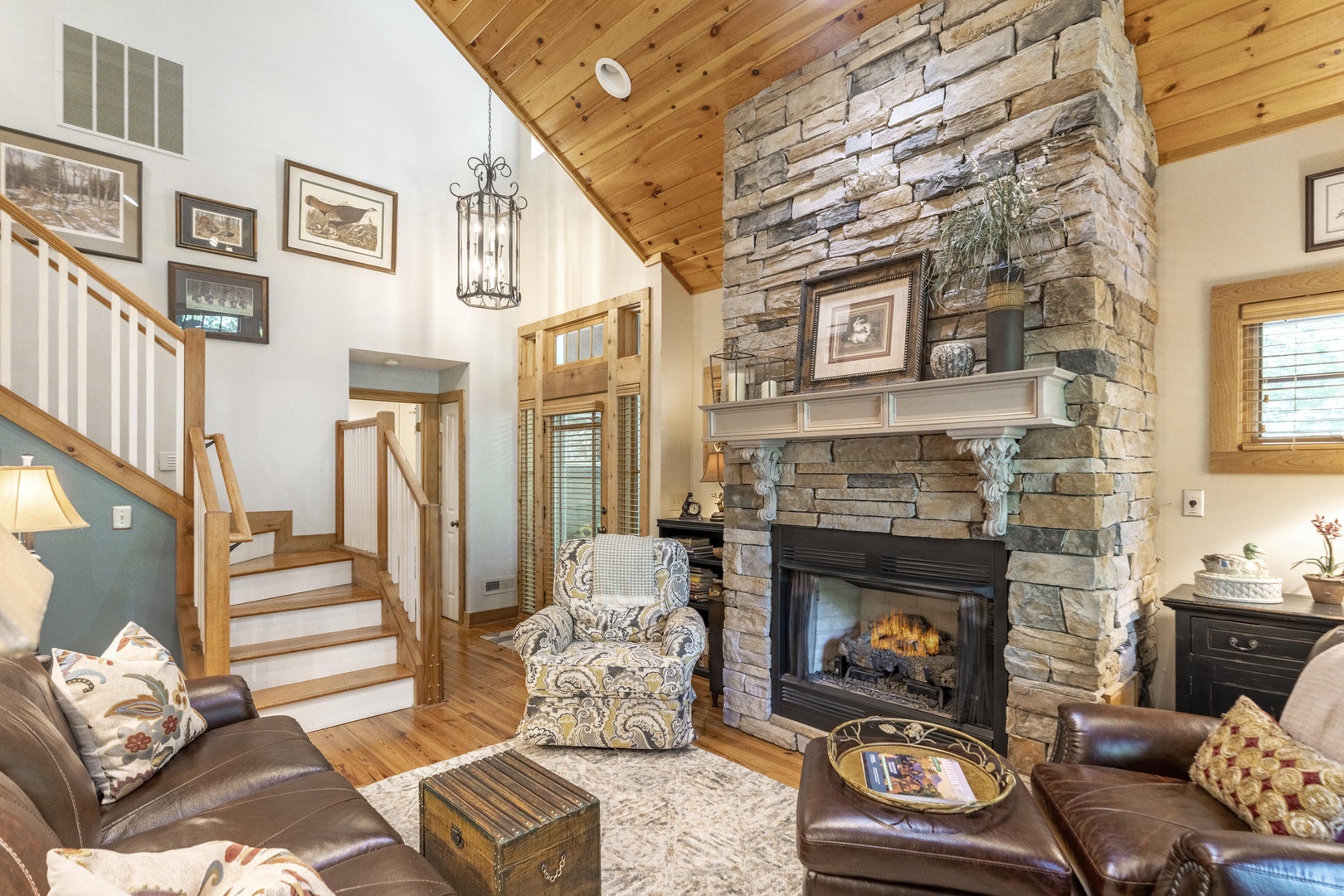 Living Room---Cozy Fireplace, Television