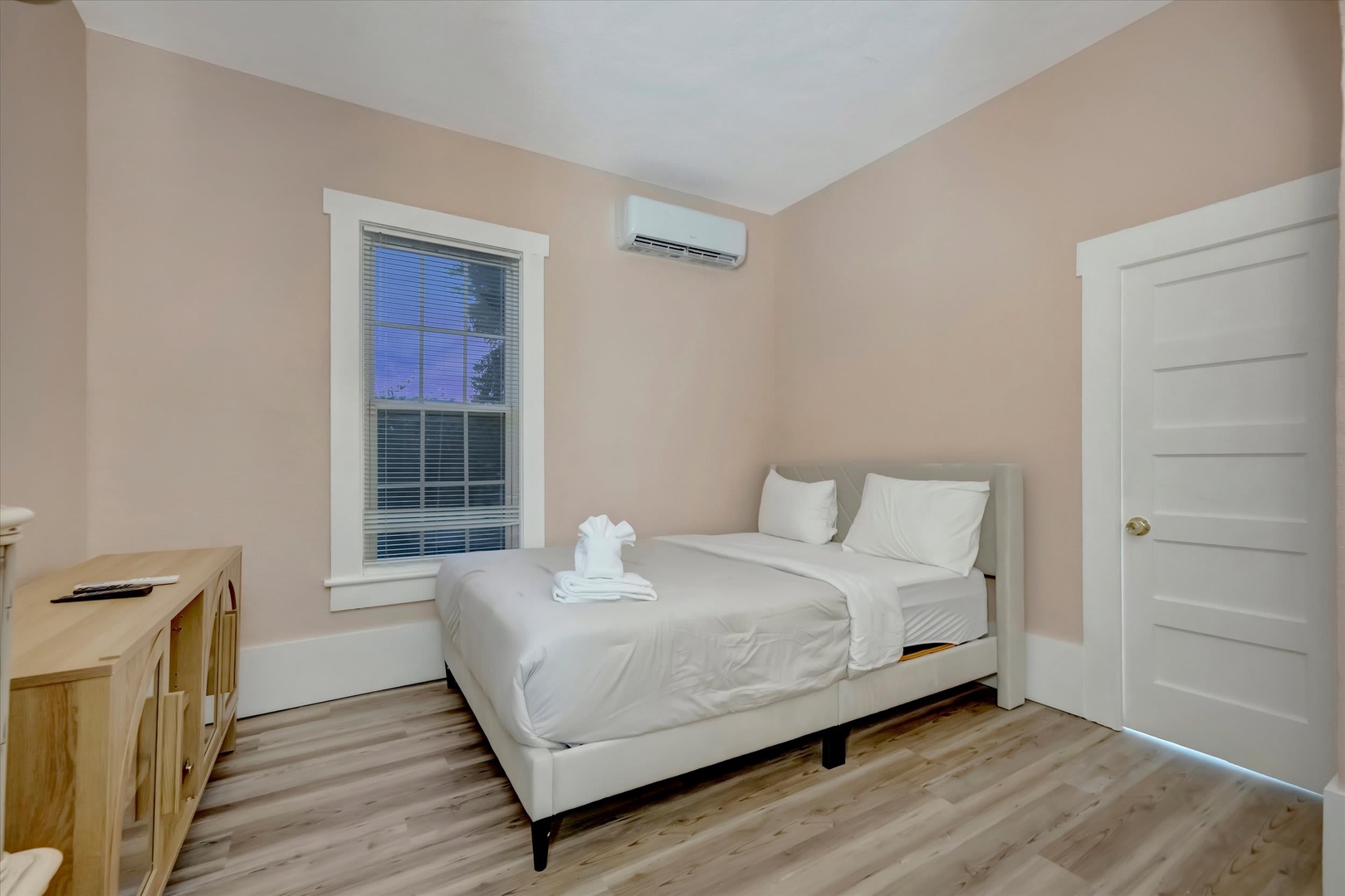 Slip into crisp linens and enjoy a peaceful night's sleep in your own serene bedroom retreat, complete with climate control for your comfort.