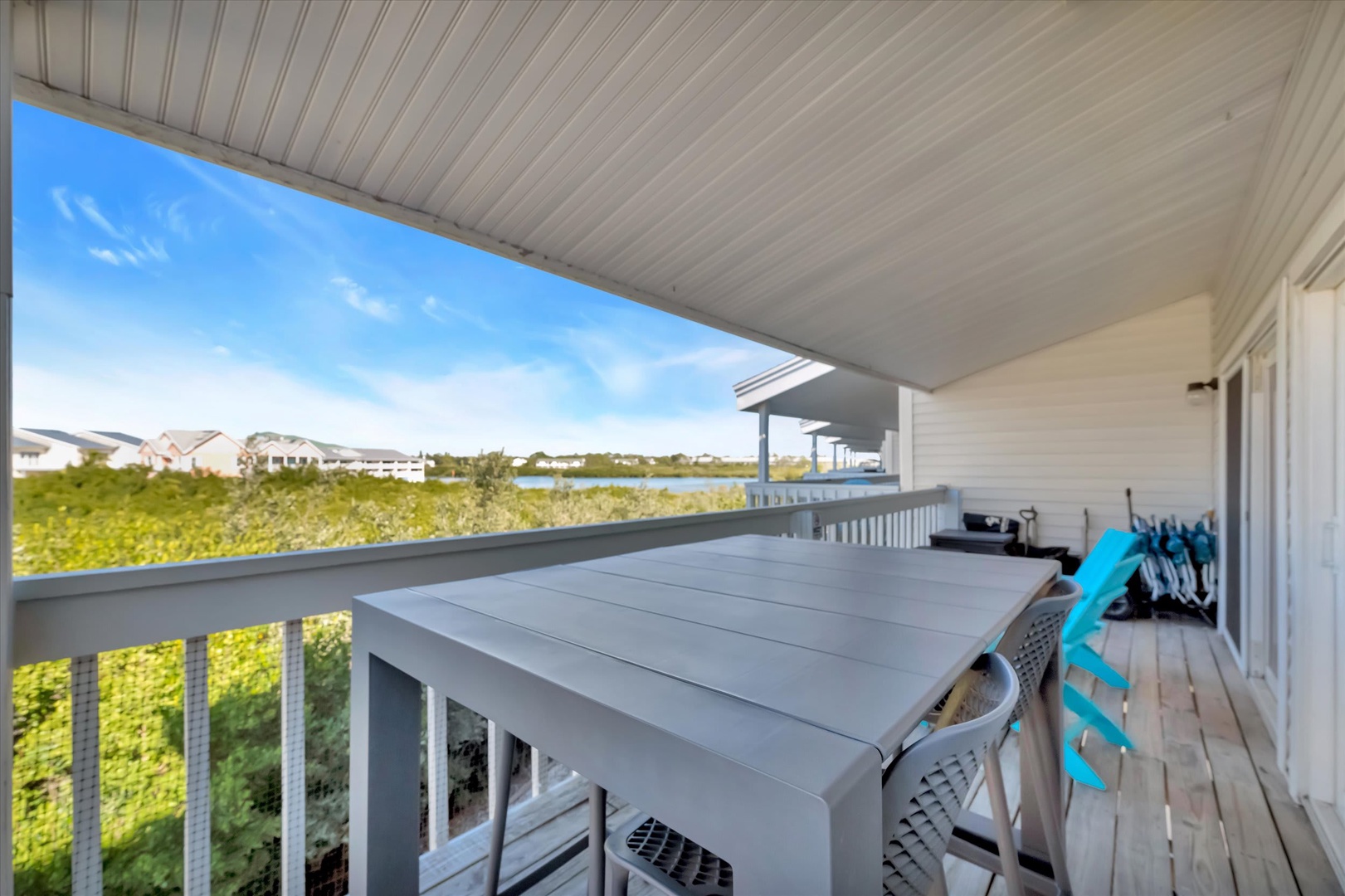 Step out to your private balcony and breathe in the fresh air as you take in peaceful water and coastal views stretching across the horizon.