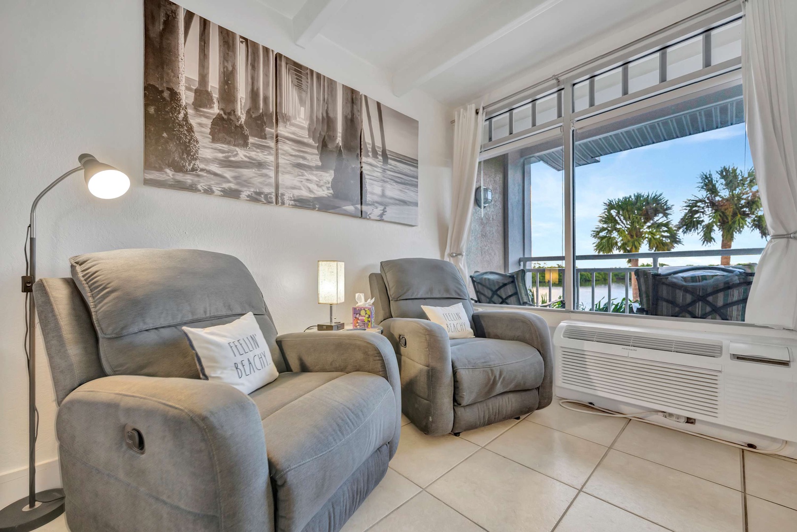 Settle into your plush recliner and let the tropical breeze and swaying palms outside your window melt away every care.
