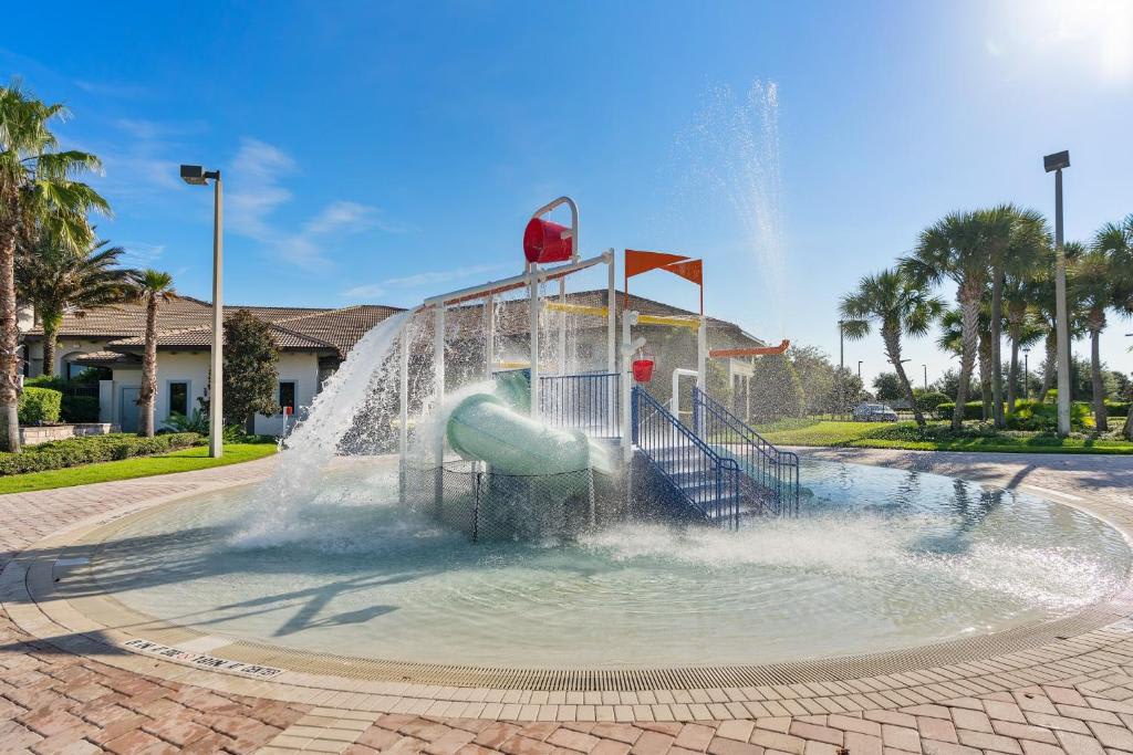 A fun-filled splash pad with slides, water features, and interactive play areas creates the perfect spot for families to cool off and play together under the Florida sun.