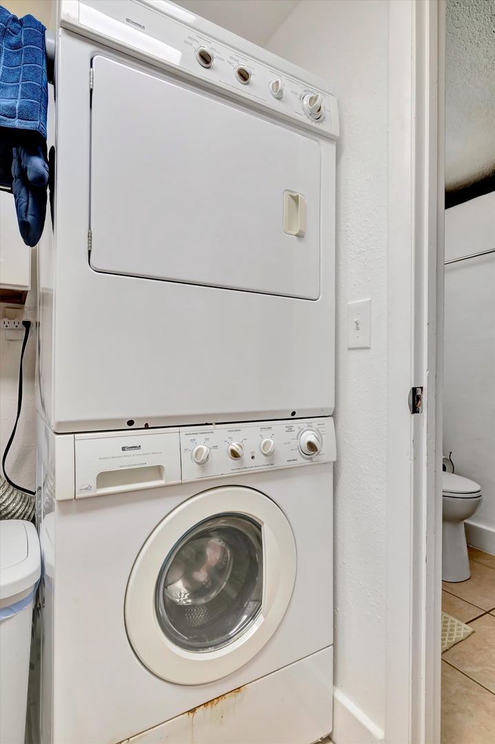 Your in-unit laundry makes packing light and staying fresh effortless, with a stacked washer and dryer right in your space.