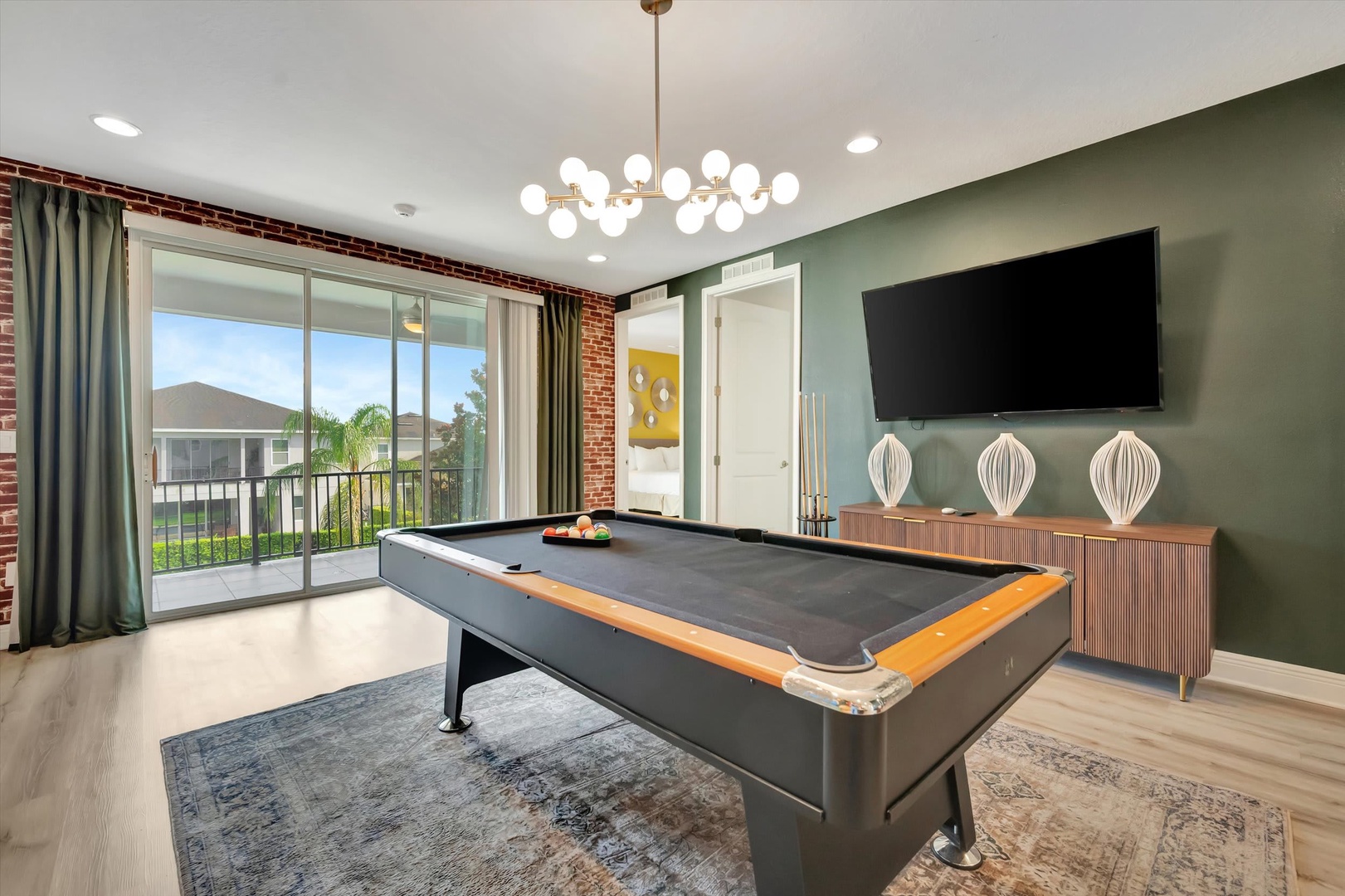 Challenge your travel companions to a friendly game at your own full-sized billiard table, set in a stylish space with modern lighting and comfortable seating—perfect for relaxed evenings together.