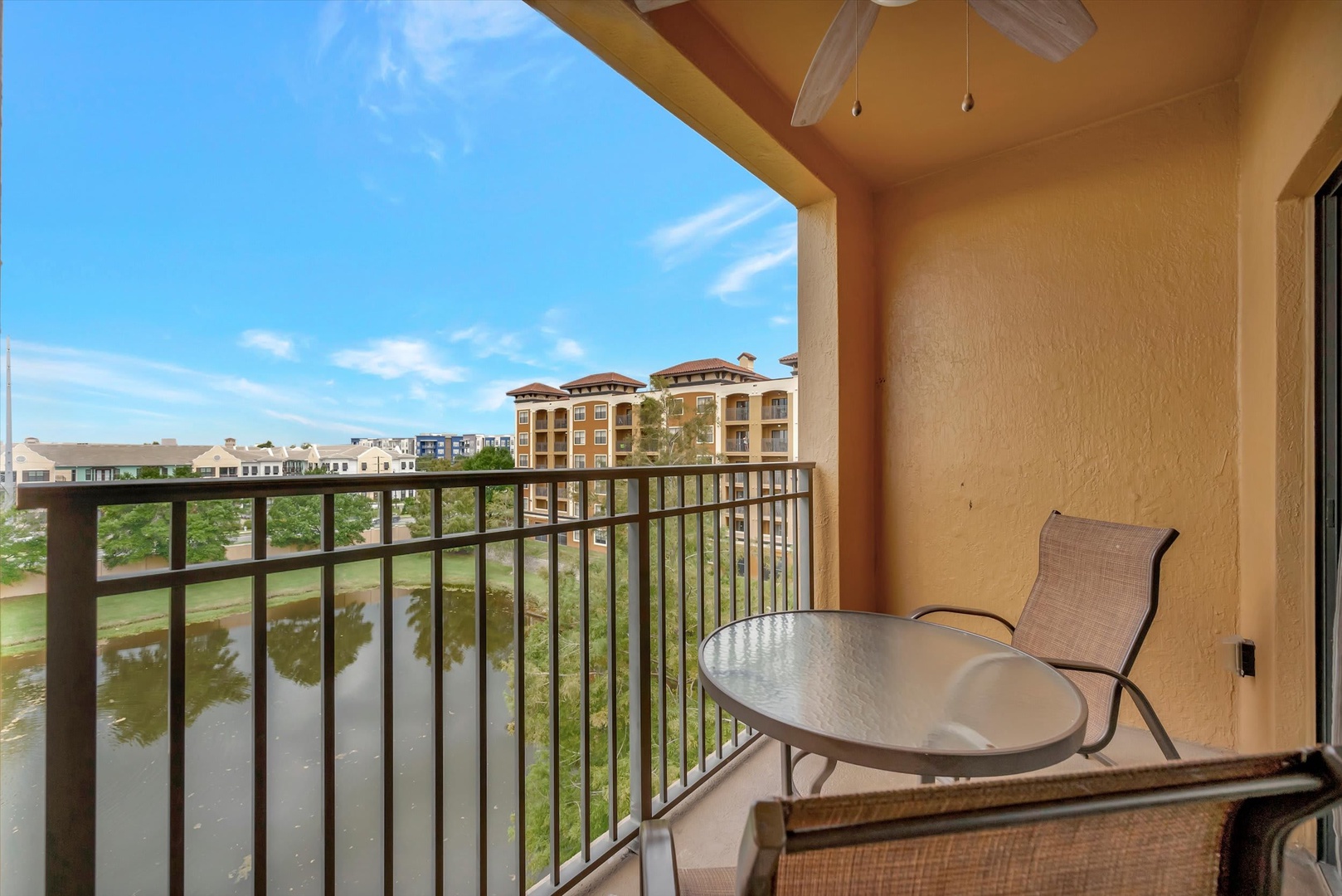 Step out onto your private balcony and take in peaceful waterfront and golf course views—perfect for morning coffee or unwinding after a day of adventure.
