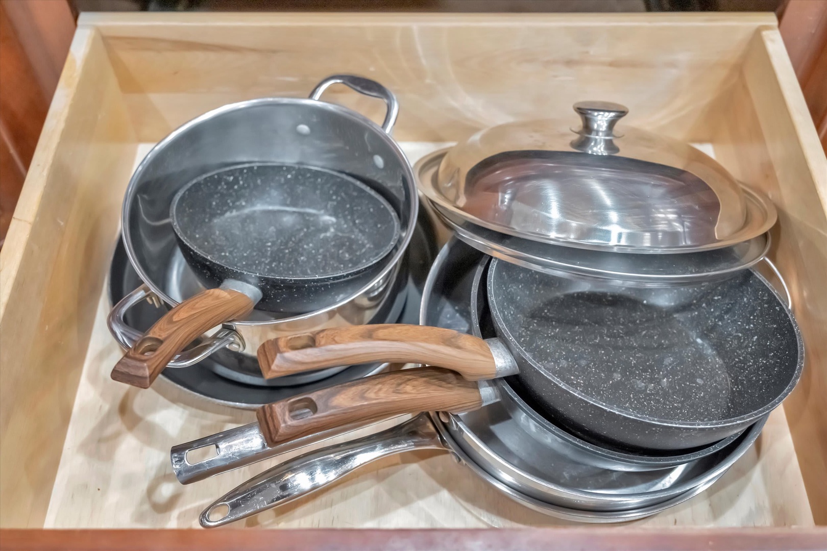 Your kitchen is fully equipped with quality cookware, including everything you'll need to prepare delicious home-cooked meals during your stay.