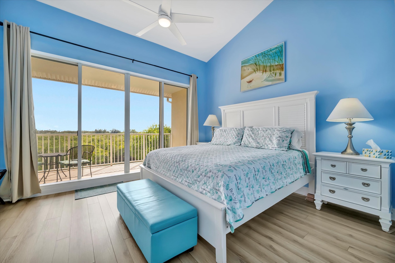 Wake up to soothing coastal hues and gentle breezes from your private balcony. Relax in your plush king bed and let the natural light and tranquil views set the tone for a perfect getaway.