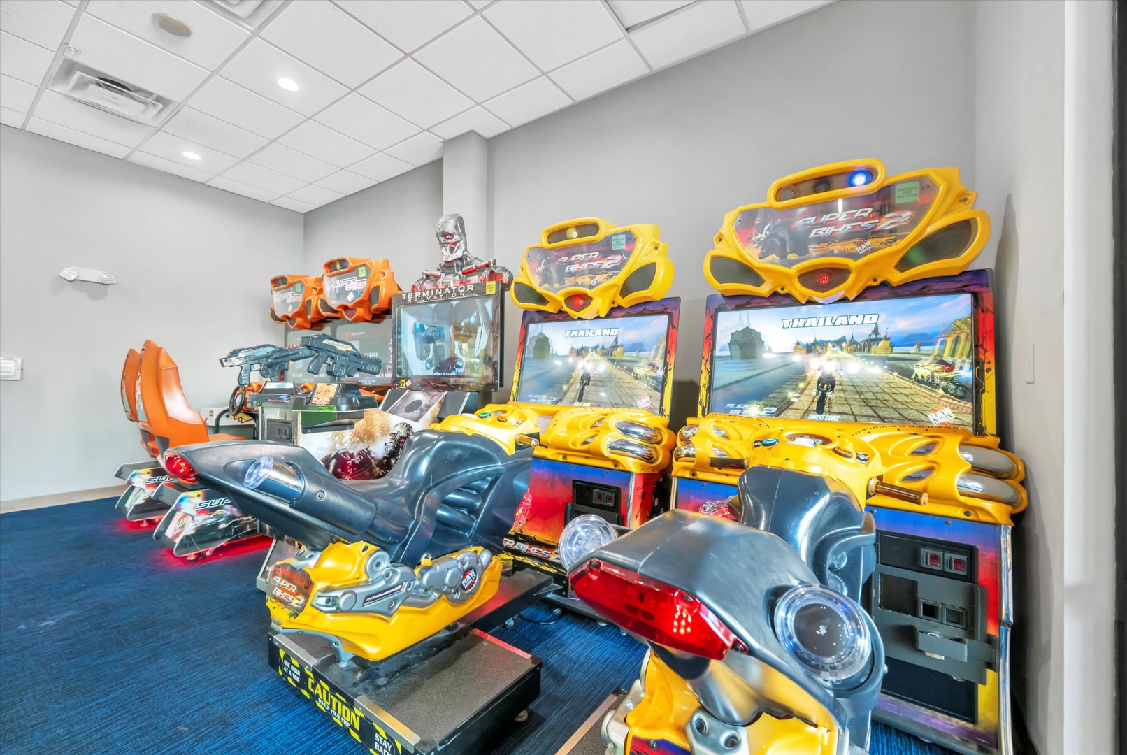 Step into your own private arcade, stocked with racing simulators and kid-friendly games that bring nonstop fun right to your vacation home.
