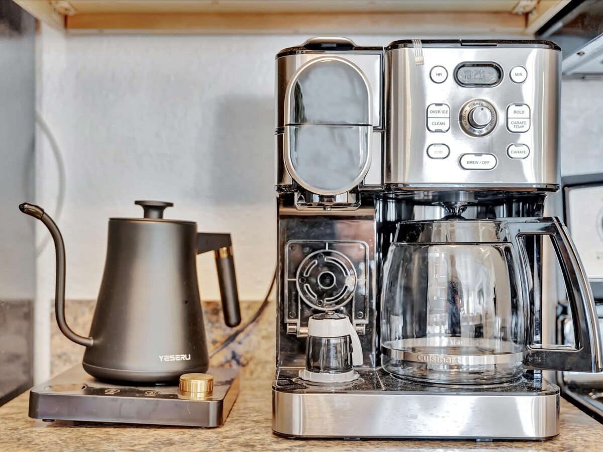 Wake up to your perfect morning brew with a dual coffee maker and precision kettle, ready to fuel your day however you like it.