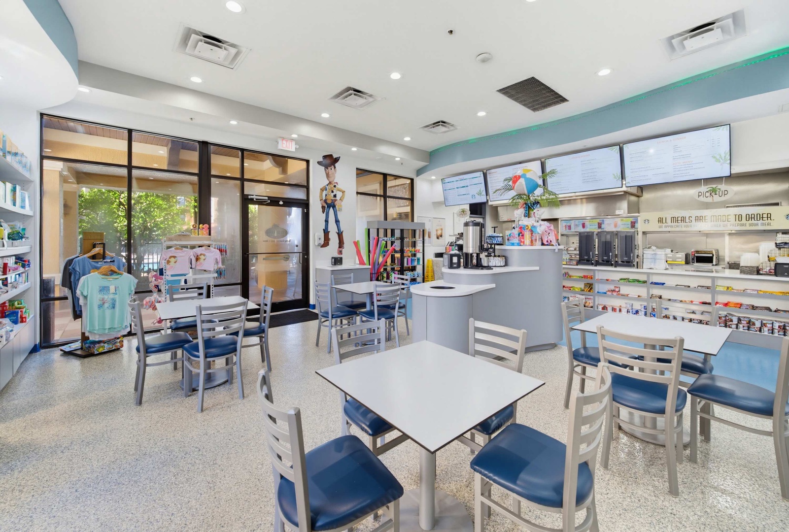The property features an on-site dining area and convenience shop where you can grab quick meals, snacks, and travel essentials without leaving the grounds.