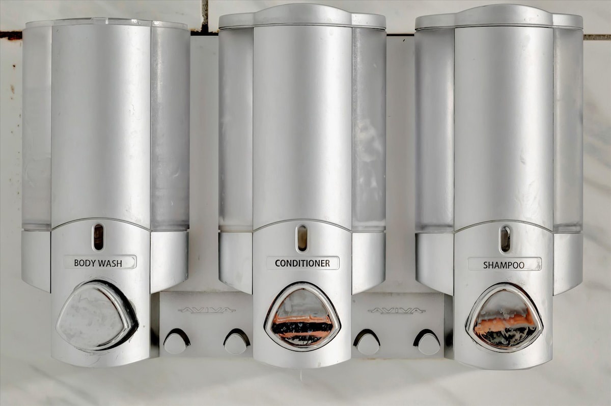 Convenient wall-mounted dispensers provide body wash, conditioner, and shampoo so you can refresh after your adventures without worrying about packing toiletries.