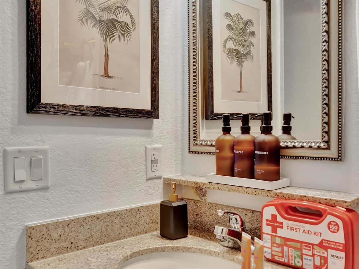 Freshen up in your well-appointed bathroom with quality bath amenities and thoughtful touches, including a first aid kit for your peace of mind.