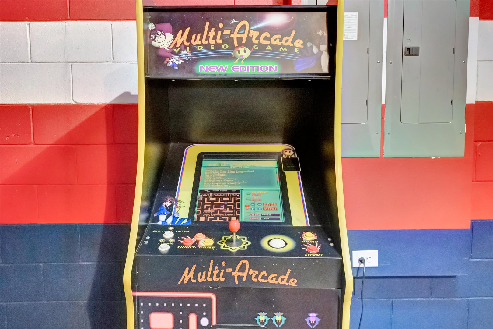 Challenge your friends to classic arcade games and relive the golden age of gaming with this vintage machine.