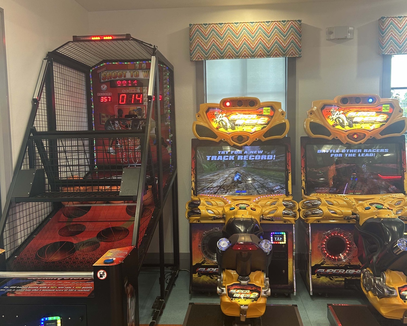 Challenge yourself with basketball hoops and racing games, perfect for adding friendly competition to your downtime.