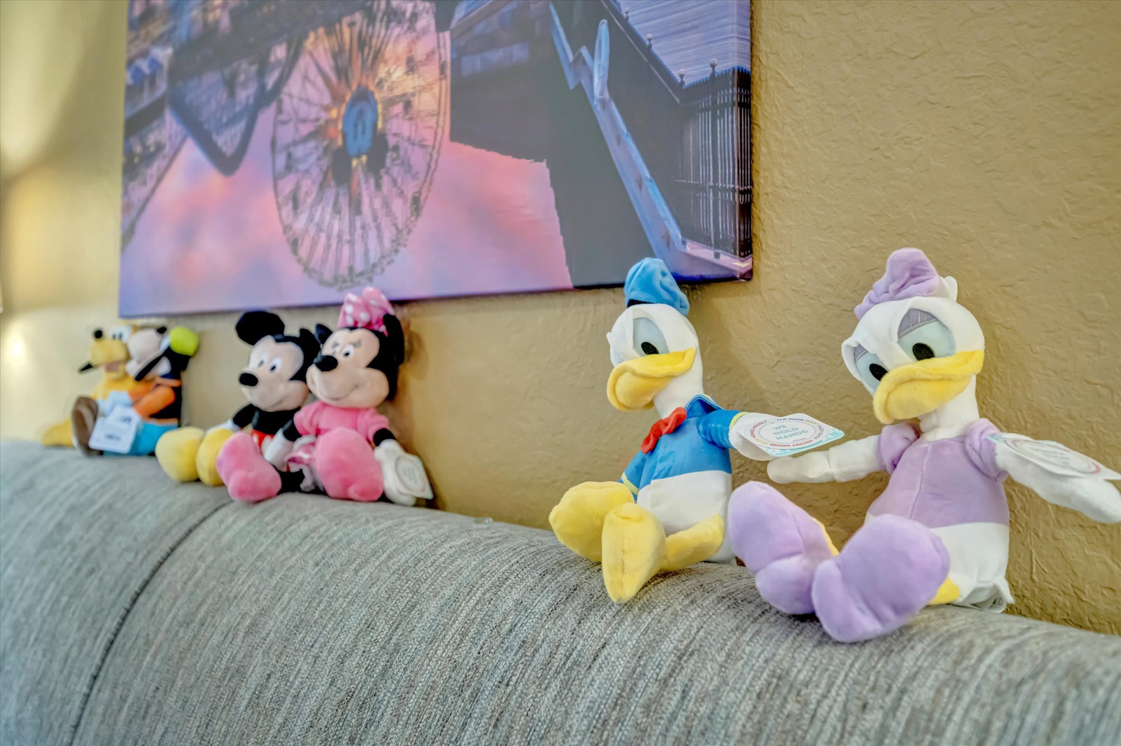Your family will love the playful touches waiting in this cozy space, where beloved characters add charm and warmth to your stay.
