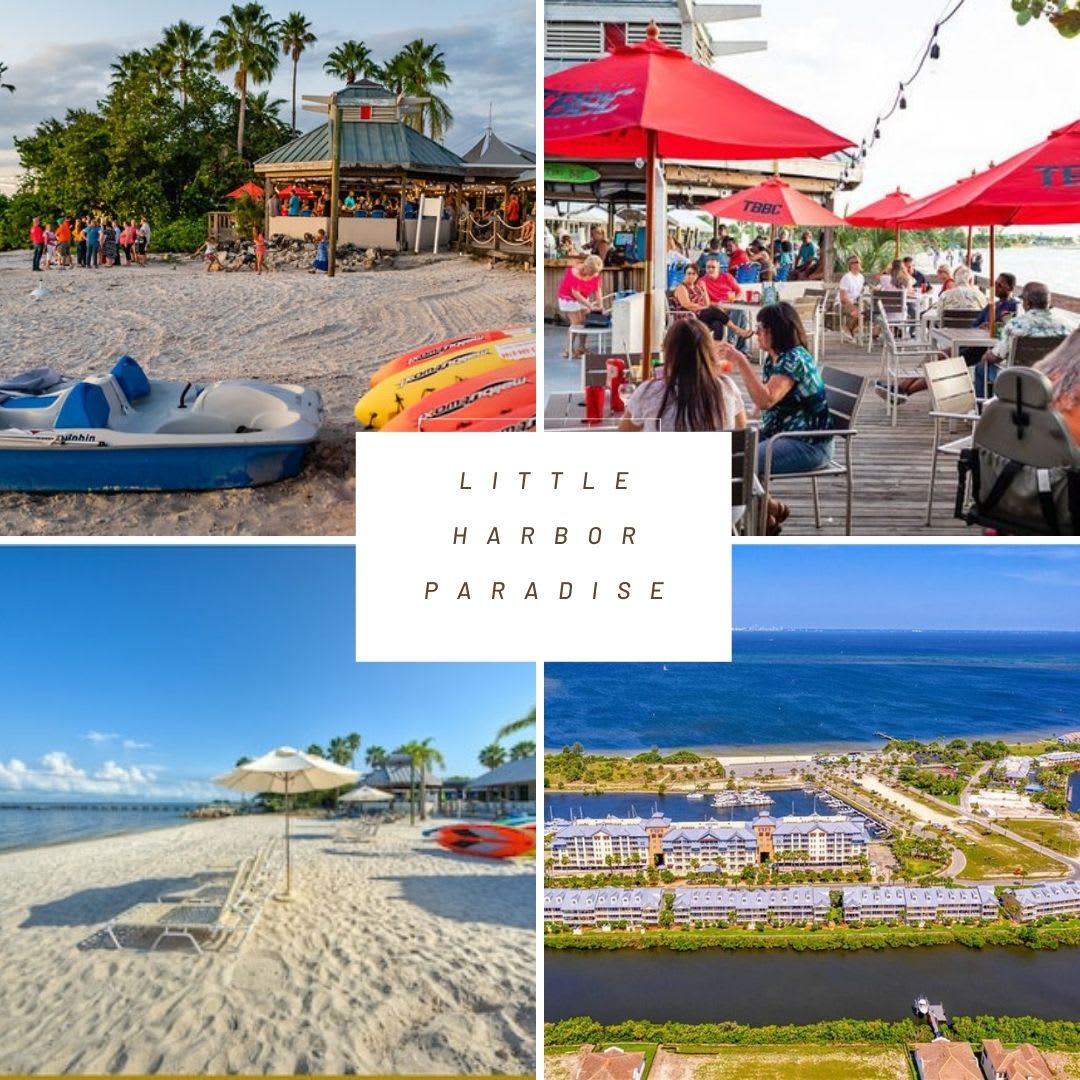 Little Harbor Paradise offers waterfront dining, sandy beaches, and coastal recreation. The property and its marina area are situated in a scenic tropical setting with beach activities and casual dining available nearby.