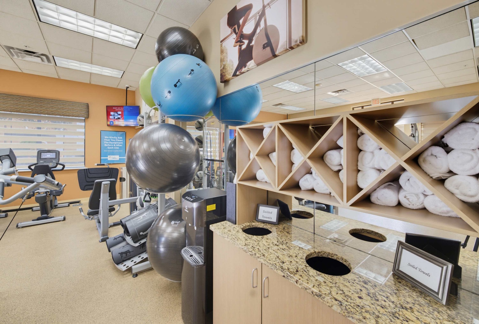 Stay active during your getaway with access to a fully-equipped fitness center featuring cardio machines, free weights, exercise balls, and fresh towels waiting for your workout.