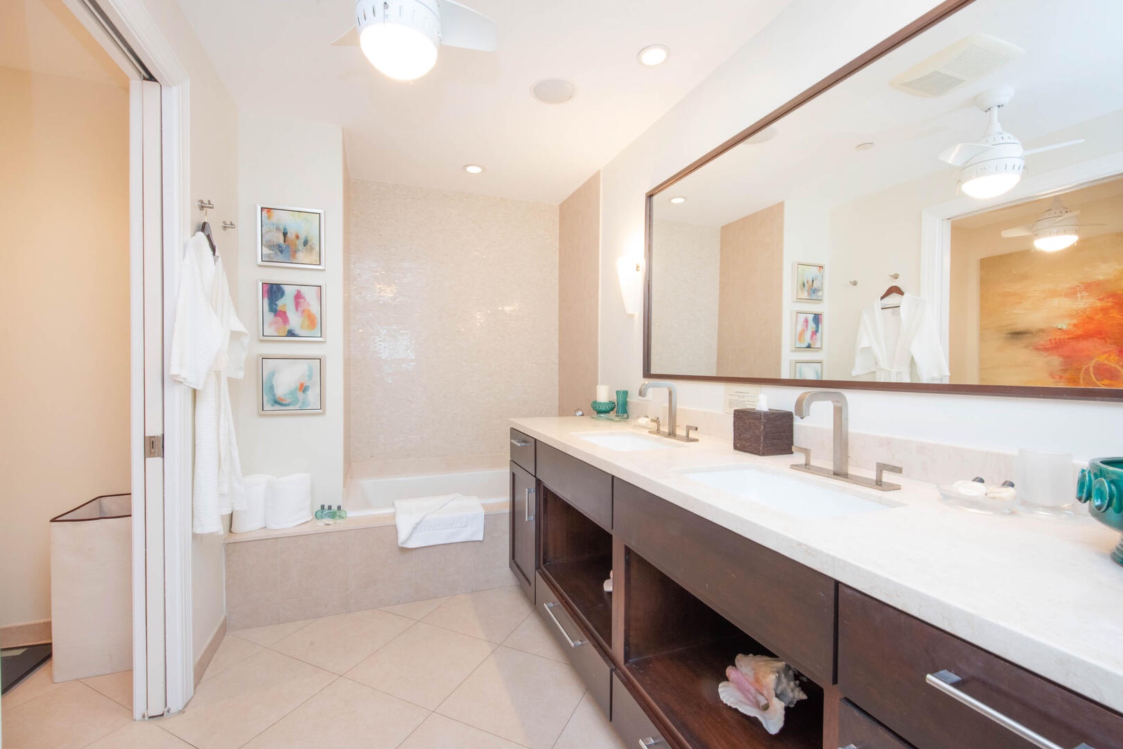 Primary bath with tub.