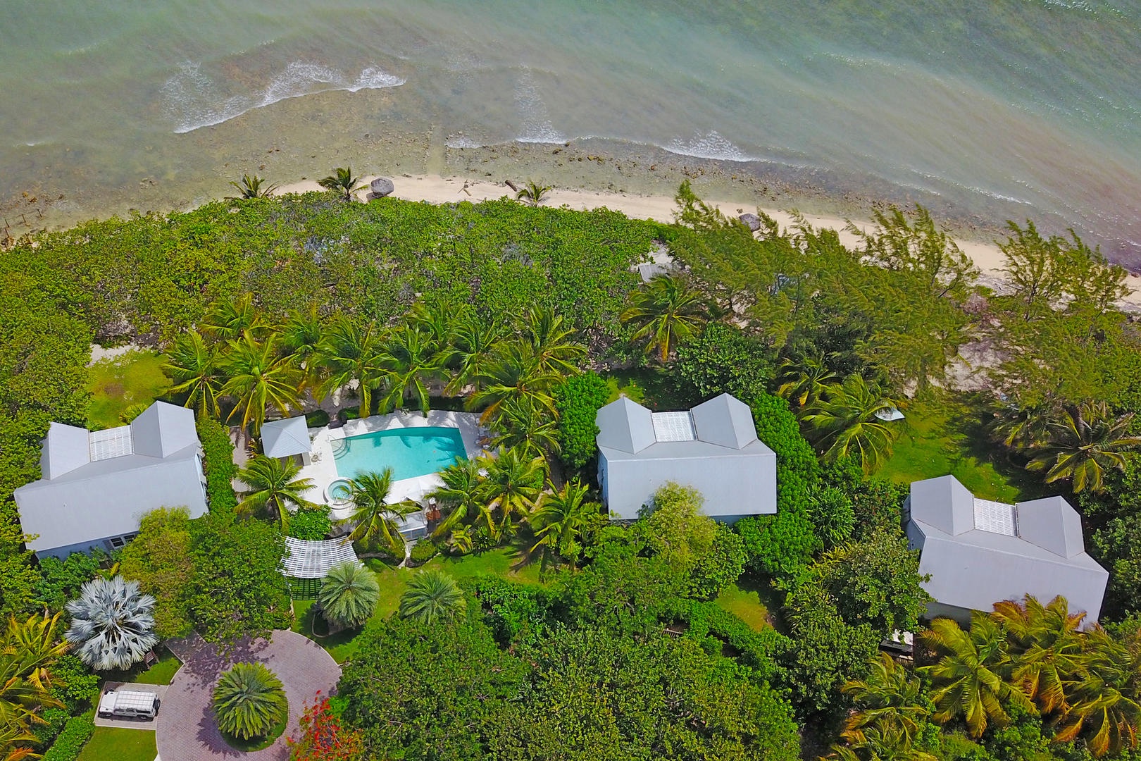Aerial view of the micro-resort, Sea Orchard Retreat, that Papaya Cottage is a part of.