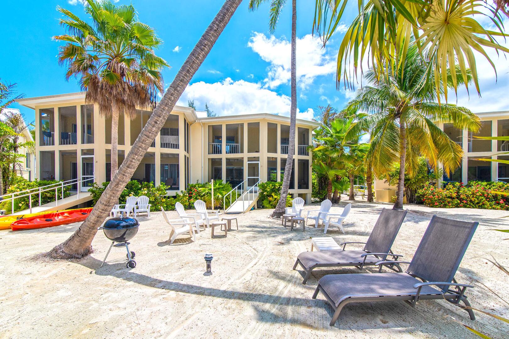 Fire up the charcoal grill for an island cookout on the beach.