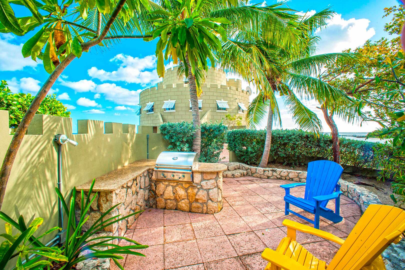 The propane grilling station sits at the front of the villa.