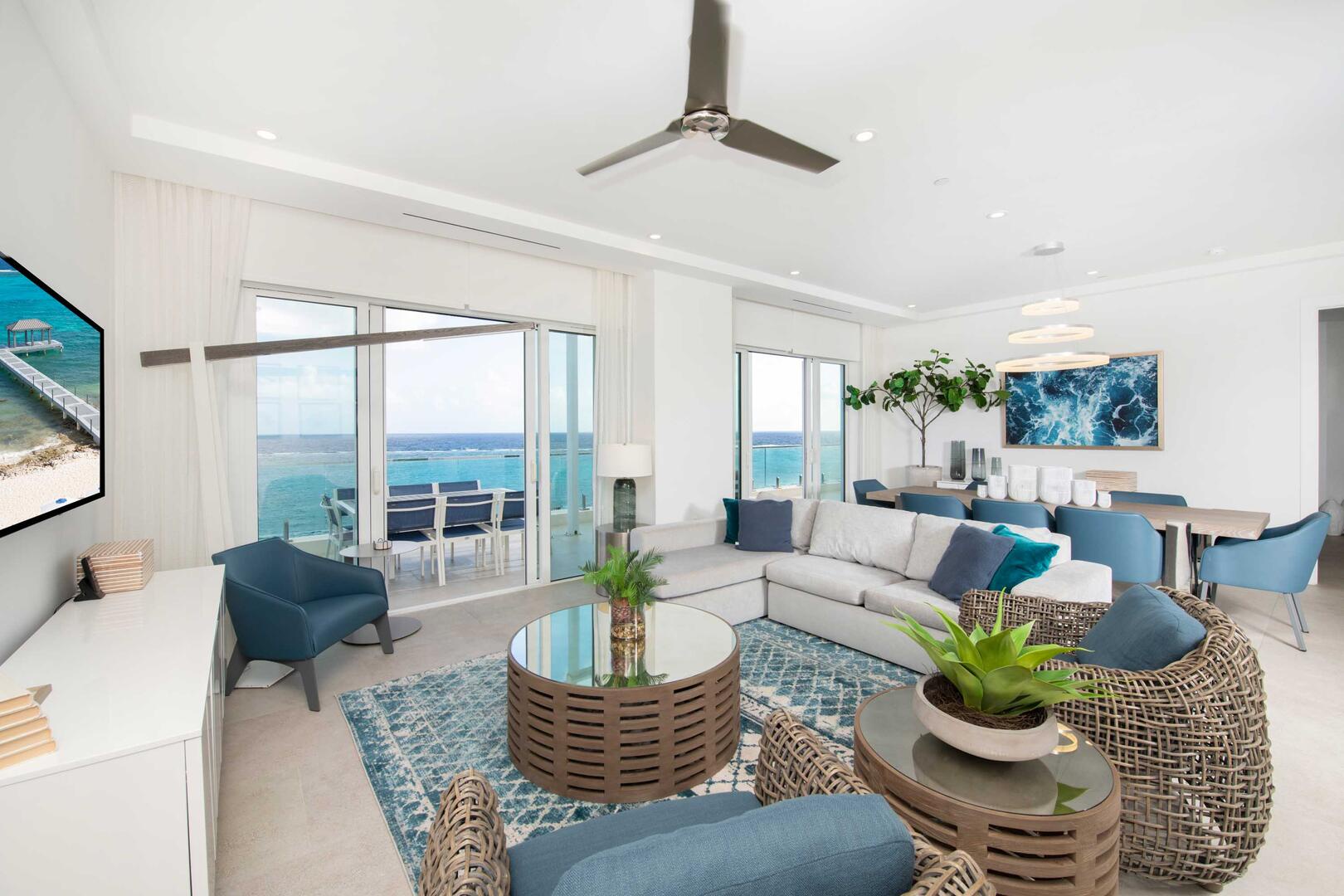 Large living area with plenty of seating for all.