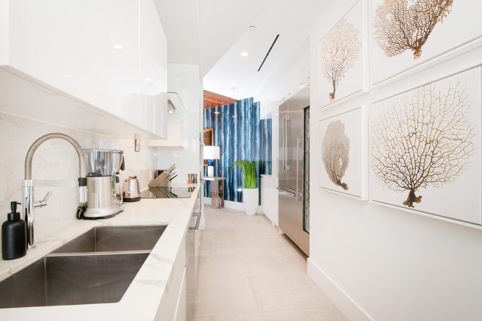 Gourmet kitchen with top-of-the-line appliances.