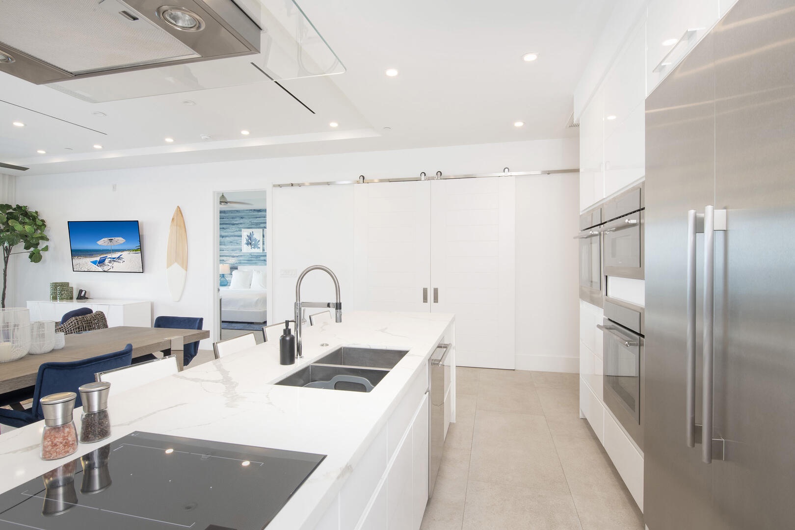 Gourmet kitchen with top-of-the-line appliances.