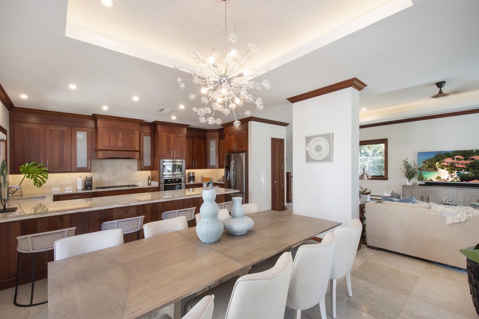 Formal dining table with seating for 8.