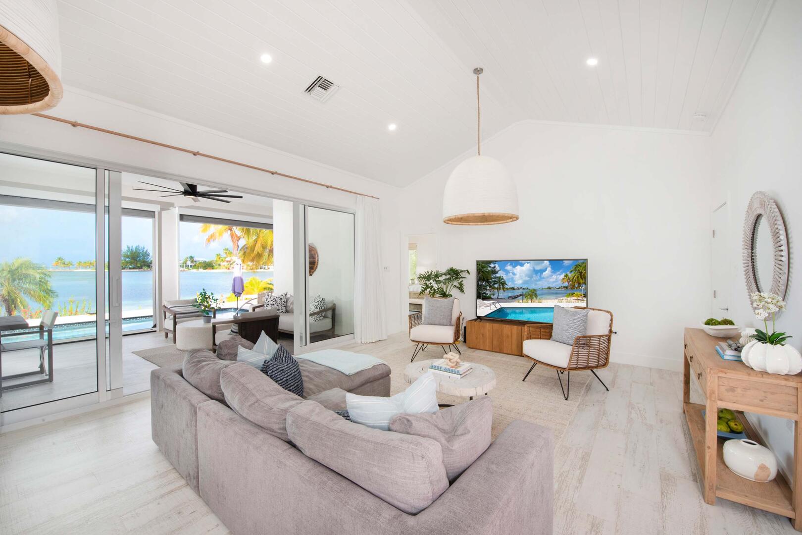 Living area with sectional sofa.