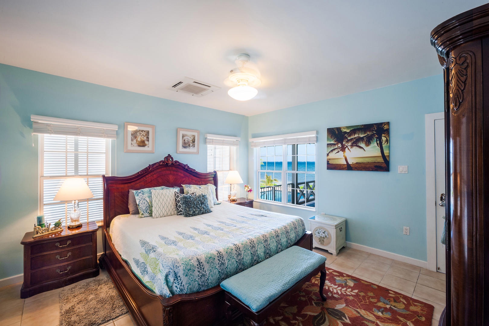 Bedroom 2 with king bed and ocean views.