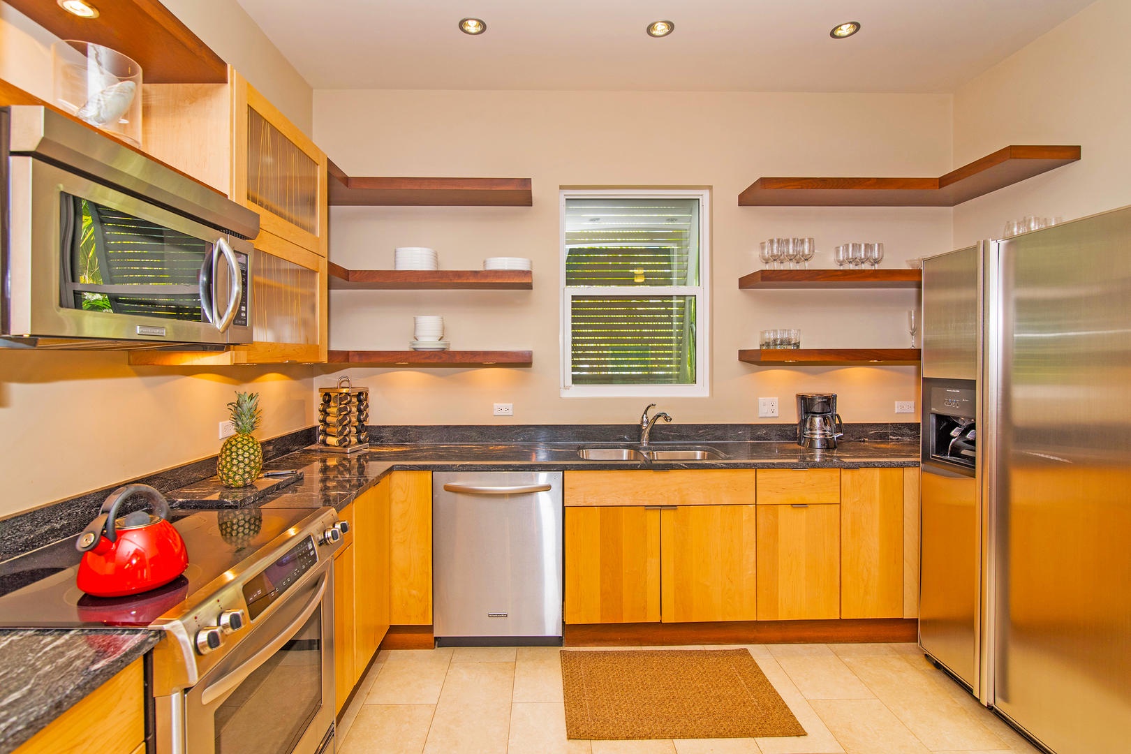 Modern kitchen and appliances.