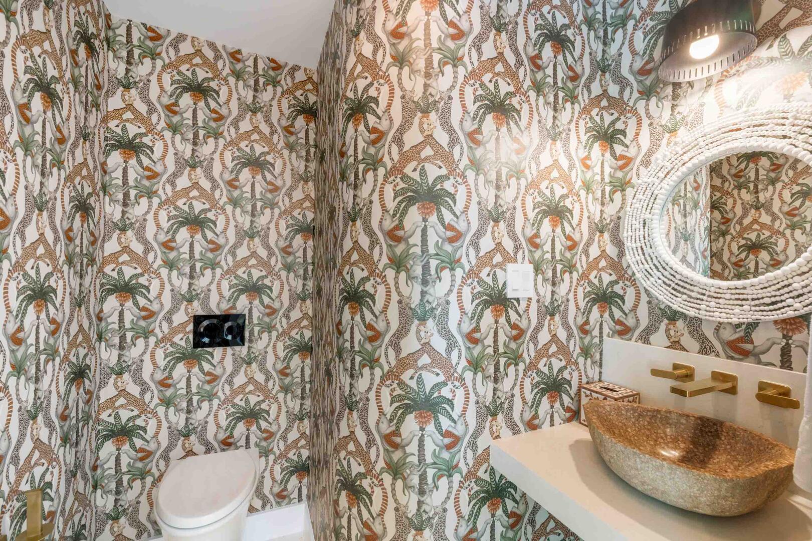 Lower level powder room.