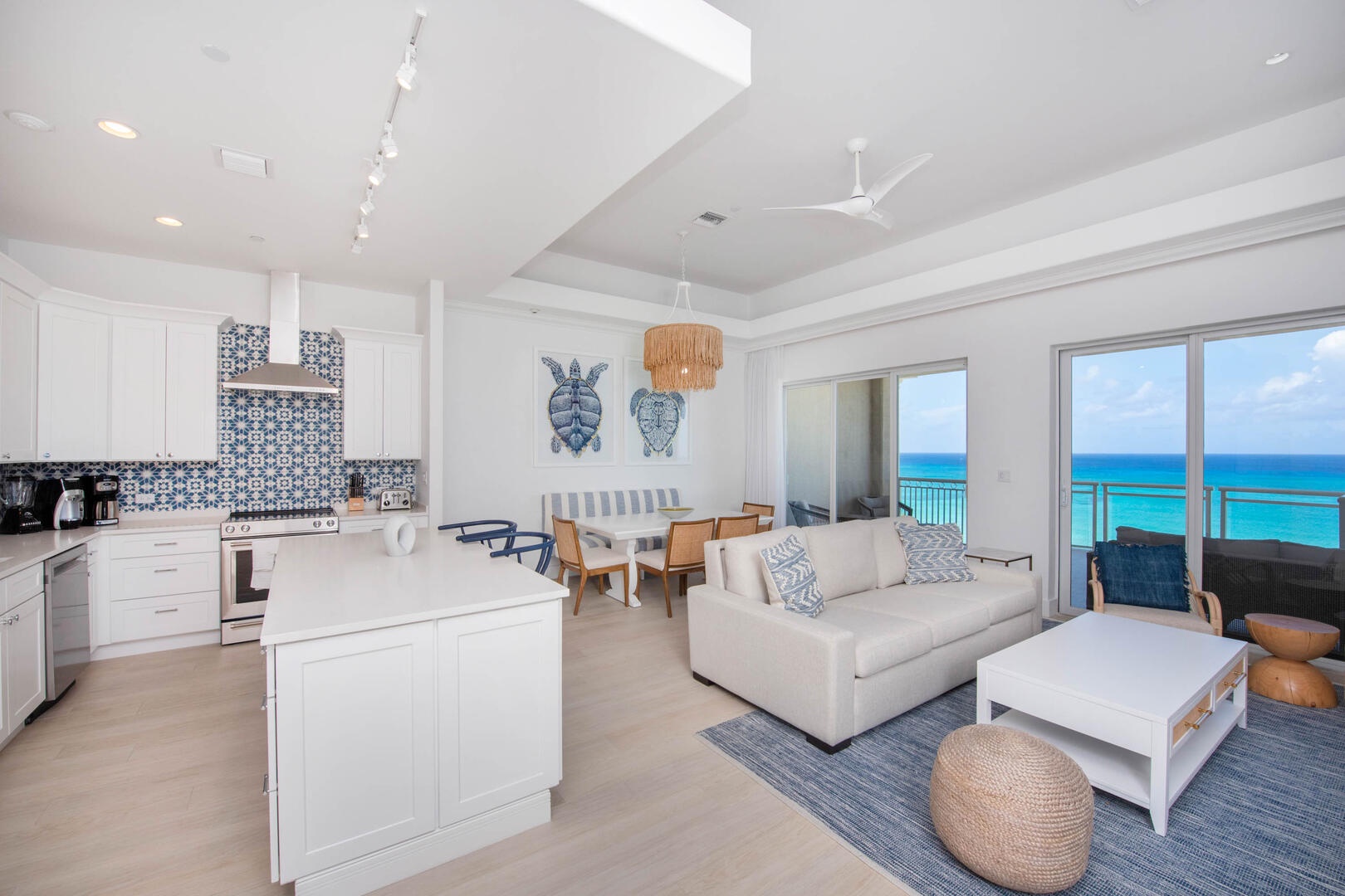 Living areas with walkout access to the ocean balcony.