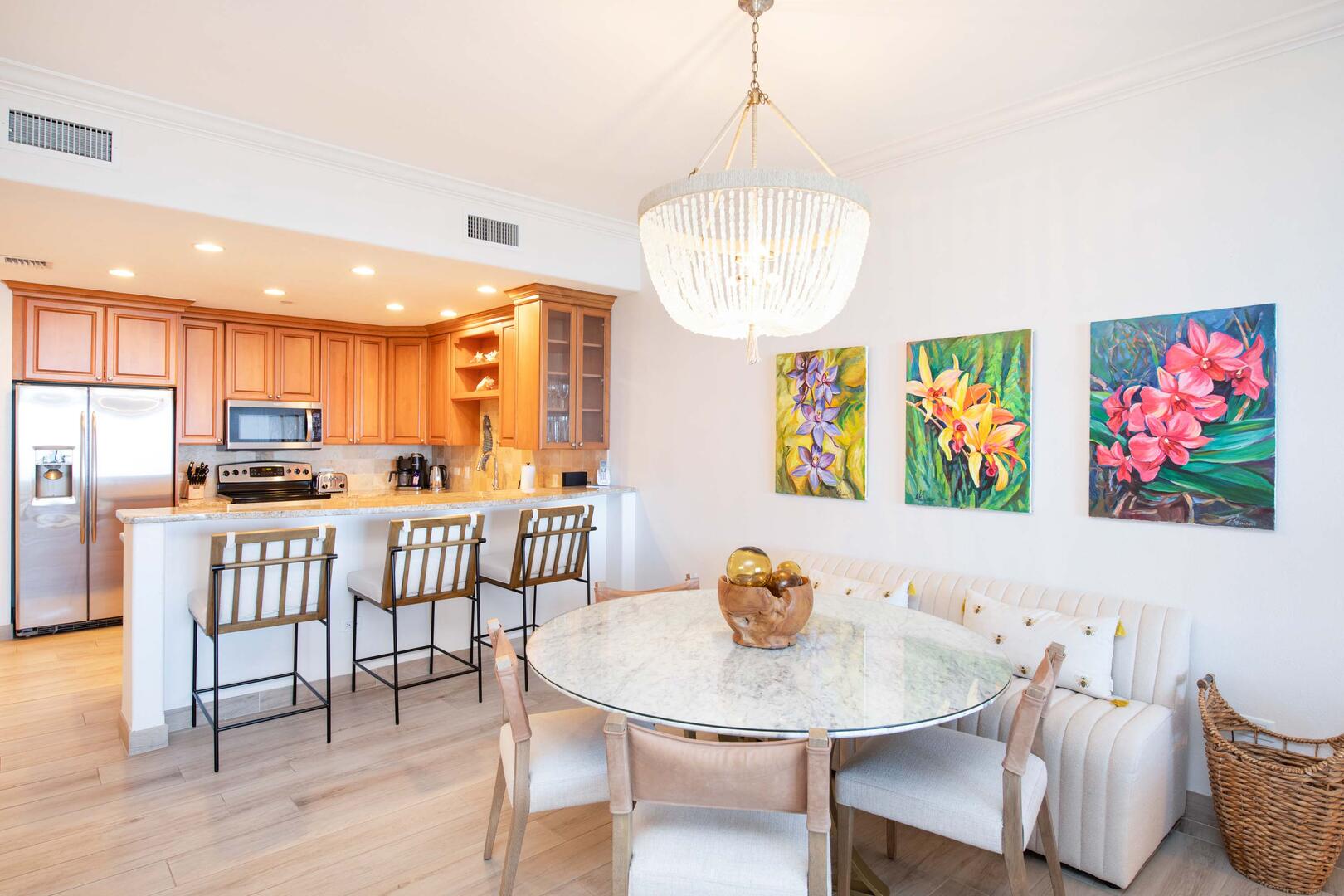 Dining area with table.