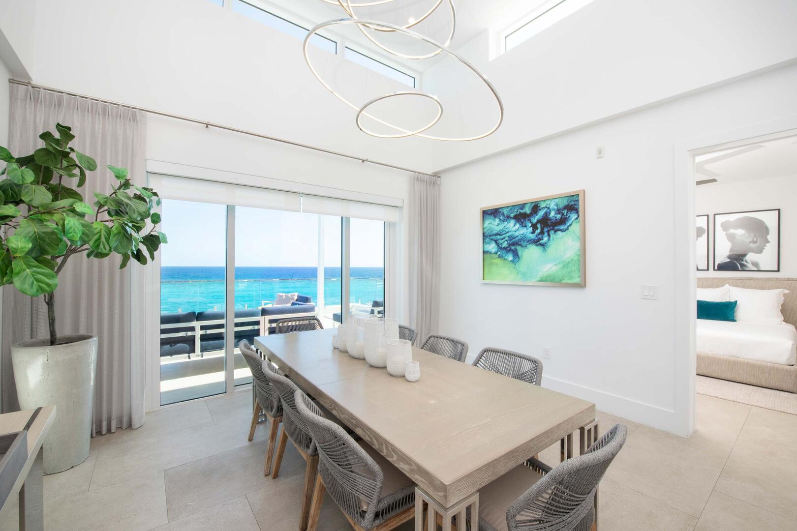 Formal dining table with seating for 8.