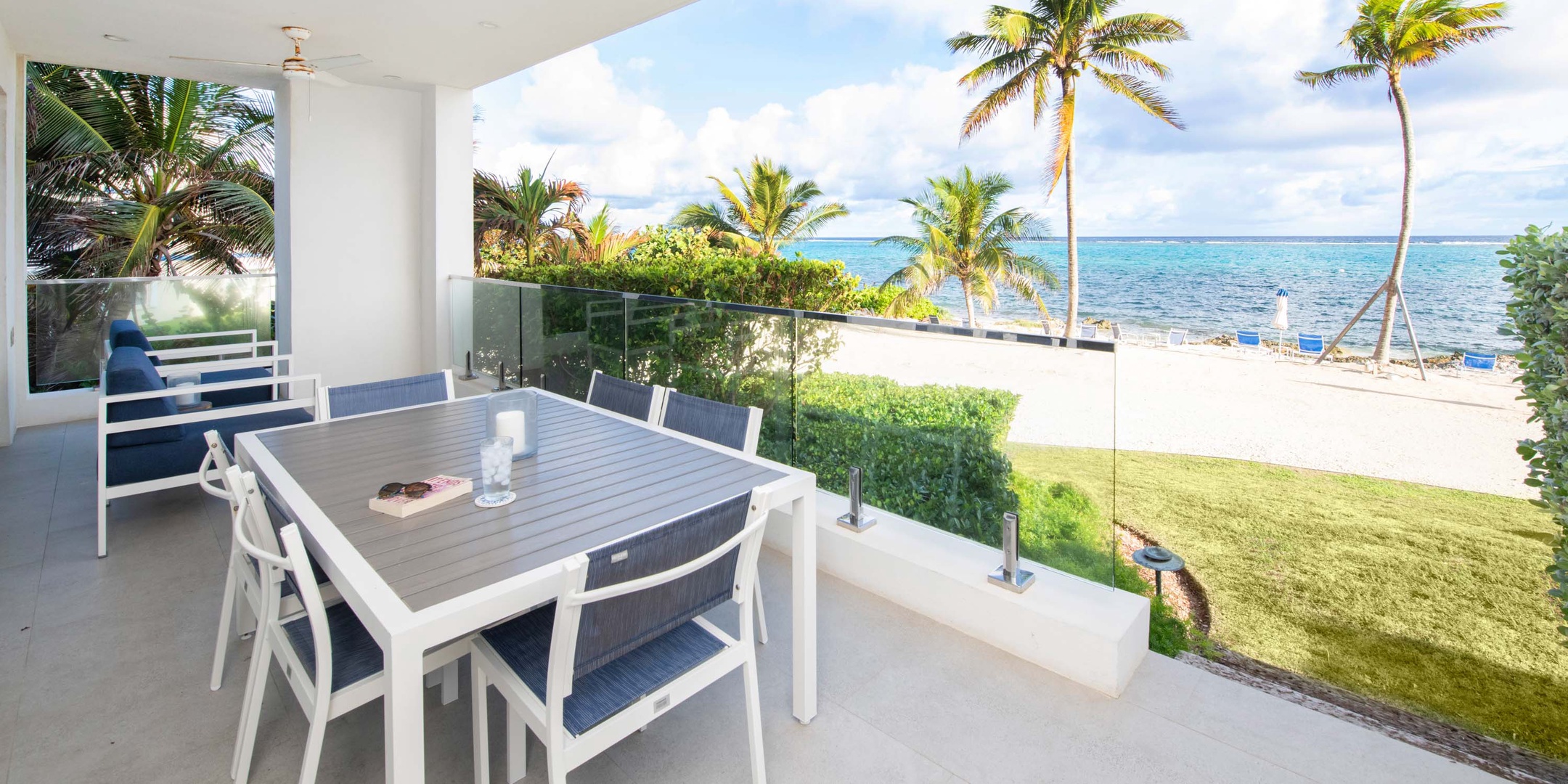 Second ocean terrace with alfresco dining table.