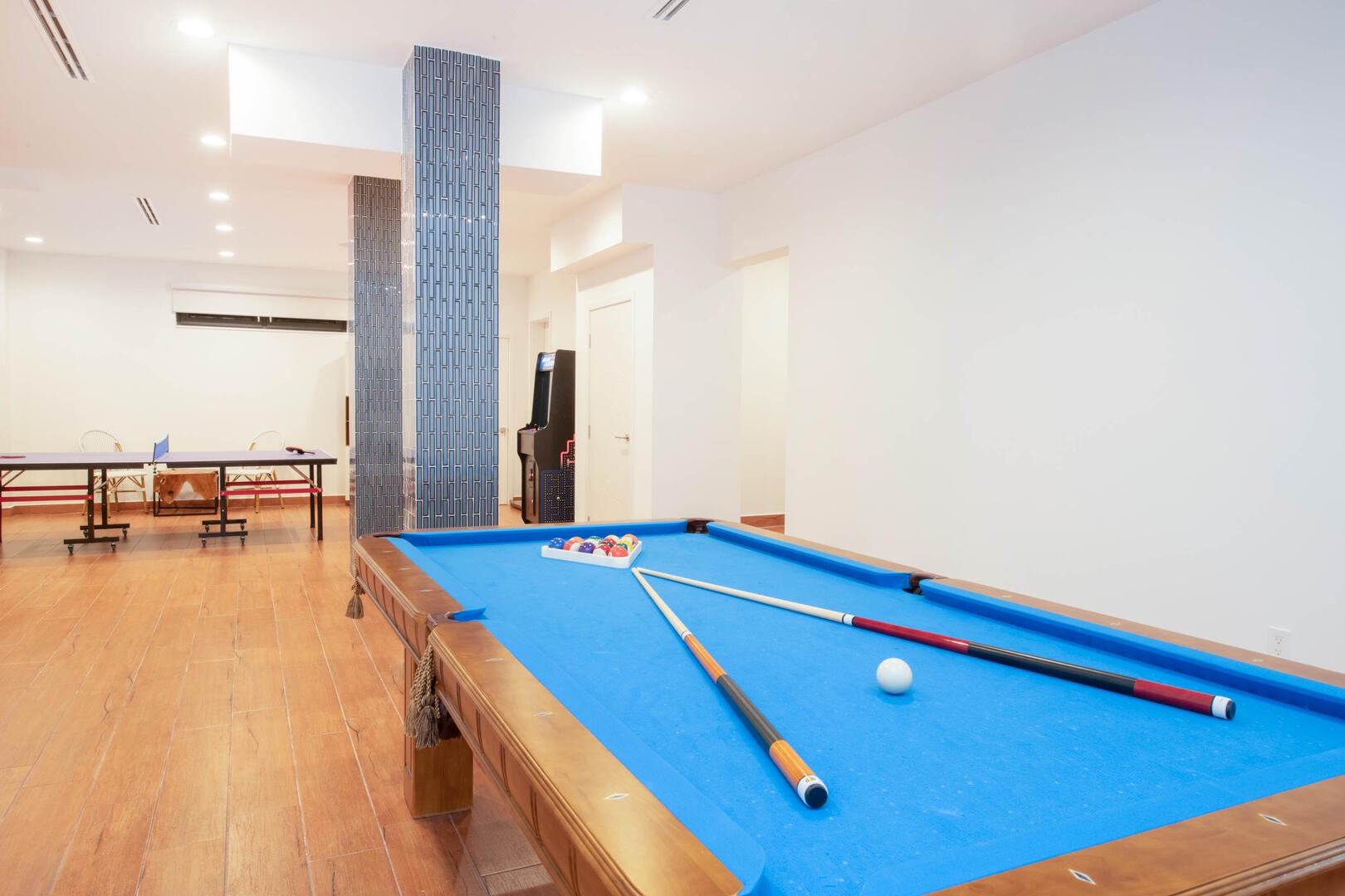 Game room with pool table.