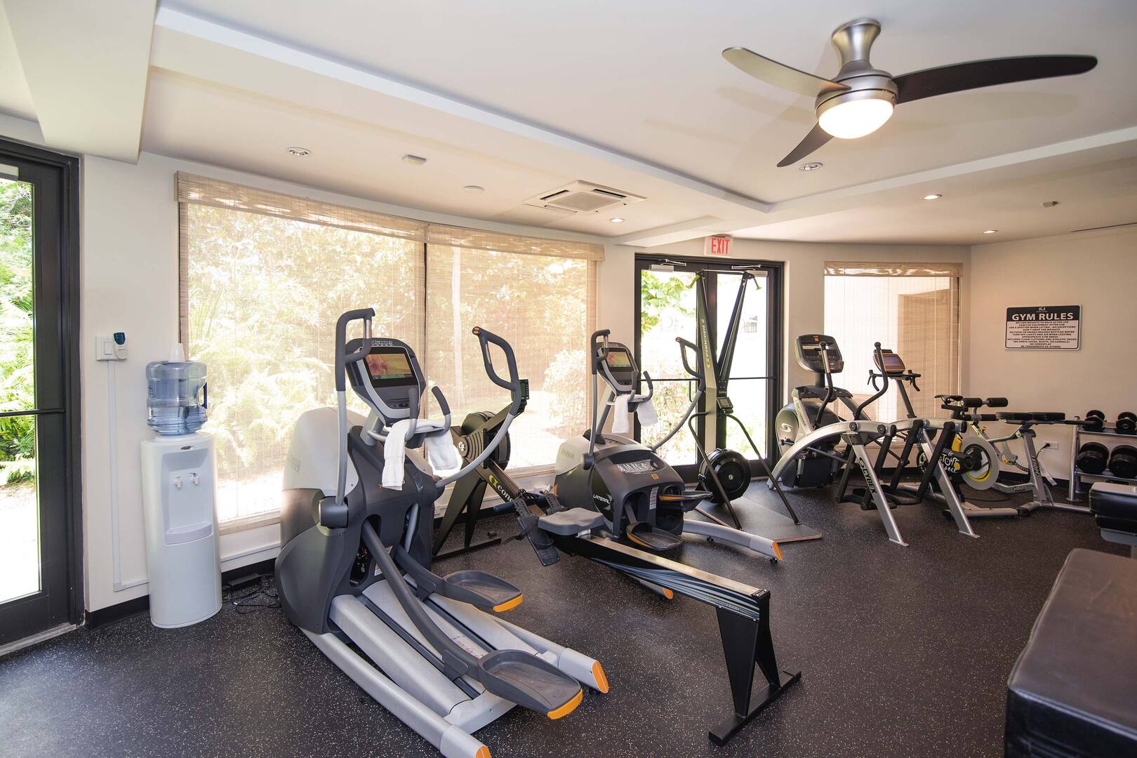 The resort's gym is located adjacent from the pool deck.