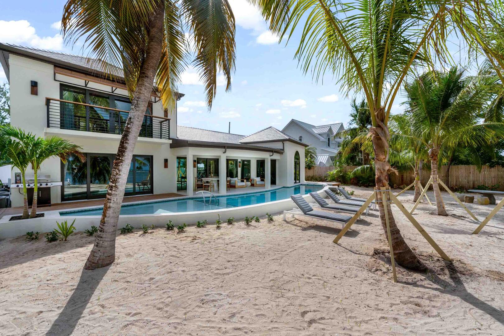 Backyard view of the villa.