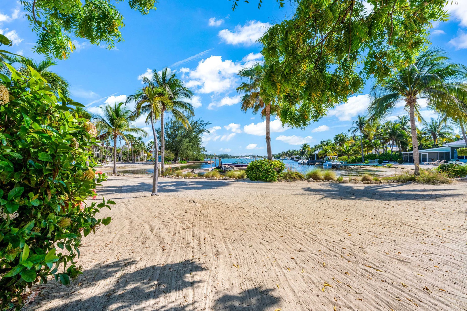 Sandy backyard beach.