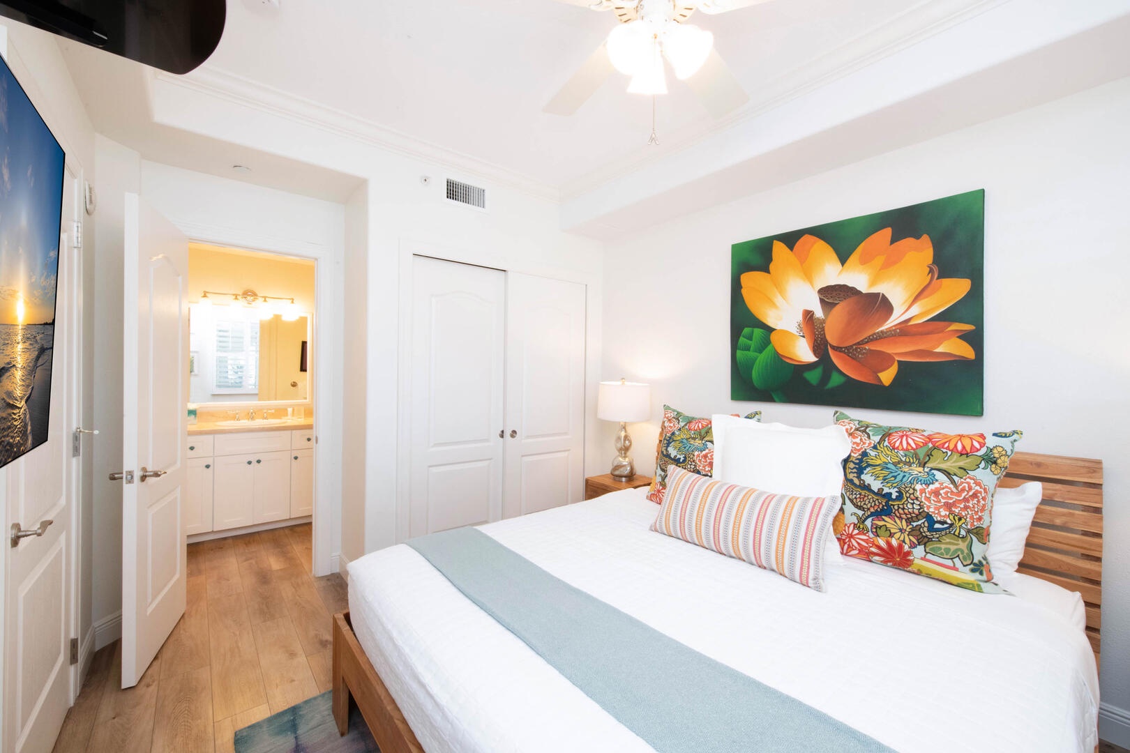 Guest Suite #1 comes furnished with a king bed and television.