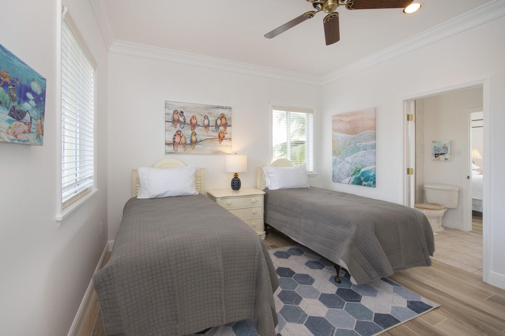 Twin bedroom with two twin beds.