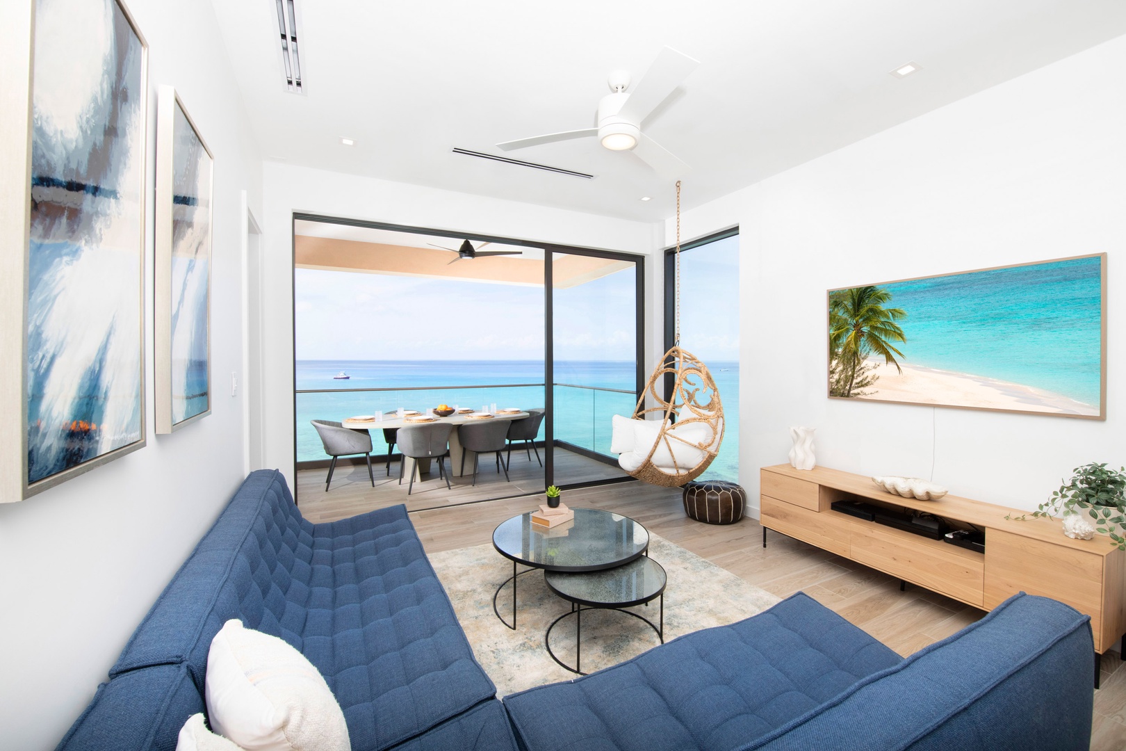 Living room with oceanfront views